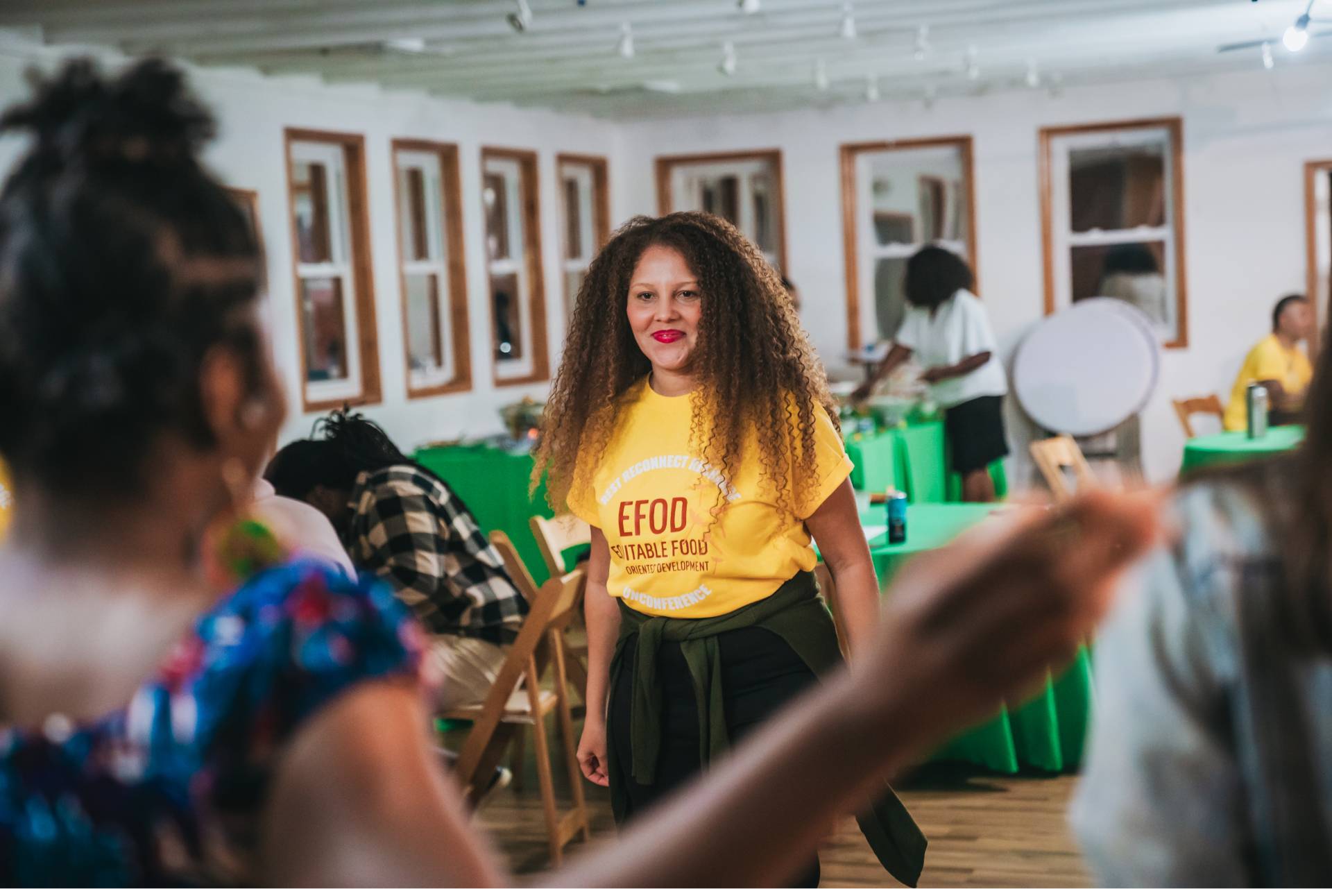 latina woman efod member wearing an efod t-shirt